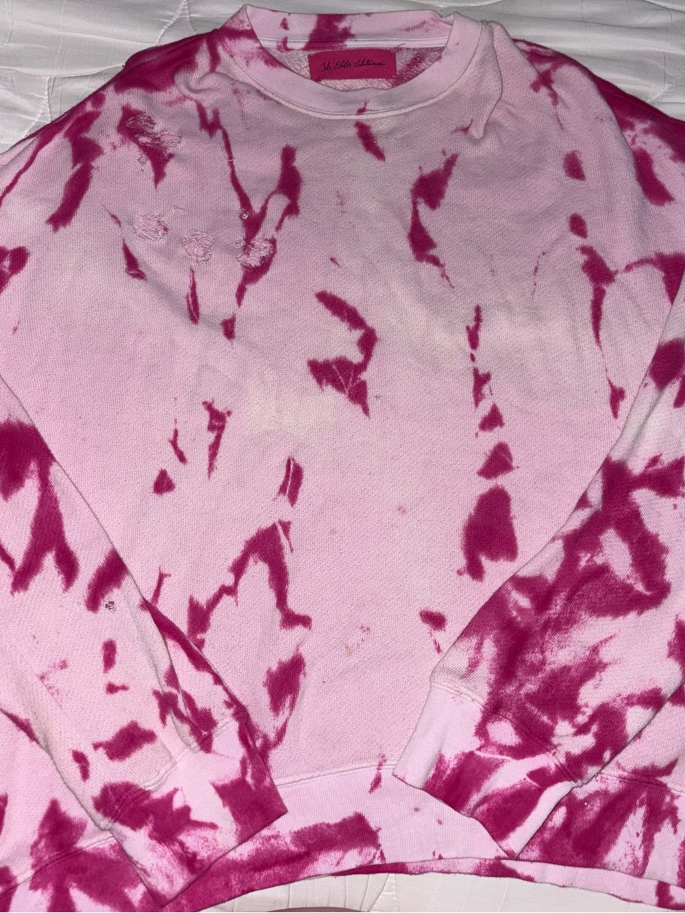 The Elder Statesman Pink and Raspberry Tie-Dye Crewneck Sweatshirt